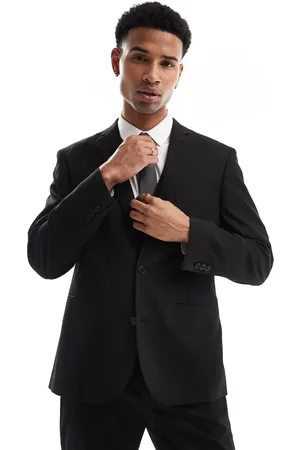 ASOS Slim suit jacket in subtle black herringbone