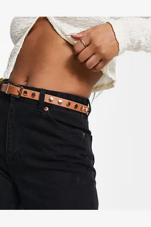 Urban Code Skinny studded leather belt in tan