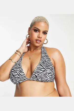South Beach Exclusive triangle halter bikini top in zebra print