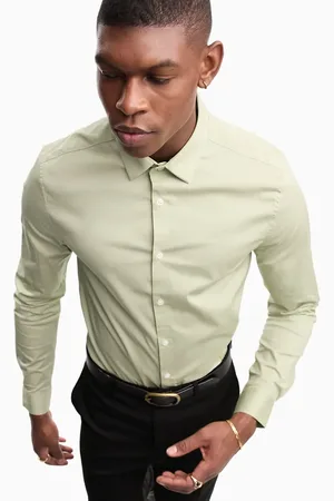 ASOS Stretch skinny fit shirt in sage
