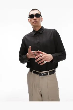 Topman Long sleeve regular formal jacquard shirt in