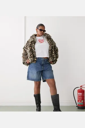 COLLUSION Plus denim loose jort in midwash