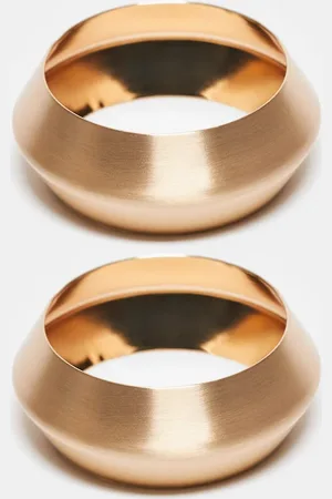 ASOS Pack of 2 bangles with brushed detail in tone
