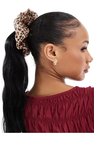 ASOS Oversized scrunchie with textured organza in leopard print