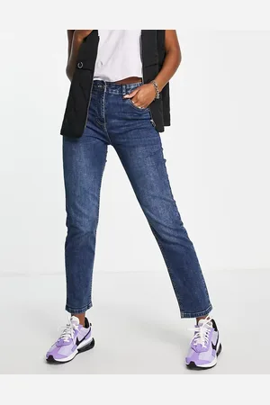 French Connection Comfy stretch high waisted straight leg jeans in washed indigo