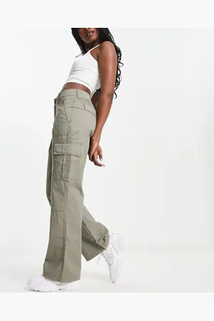 Hollister Cord baggy cargo trouser in olive