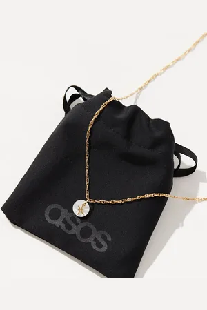 ASOS 14k plated necklace with Pisces zodiac and faux pearl disk design with gift bag