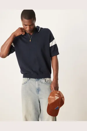 ASOS Relaxed fit notch neck polo with sleeve panel in