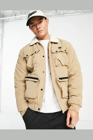 American Stitch Jacket with fur collar in khaki
