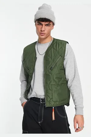 American Stitch Quilted gilet in khaki