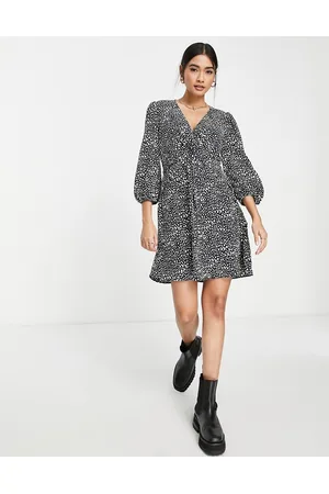 River Island Twist front spotted mini smock dress in
