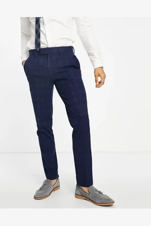 Topman Check skinny suit trousers in