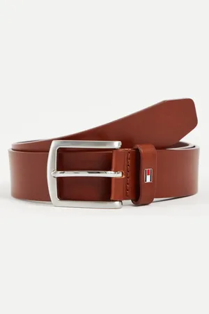 Tommy Hilfiger New denton 3.5cm leather belt in dark tan
