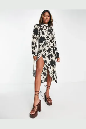 Object Satin midi dress in animal print