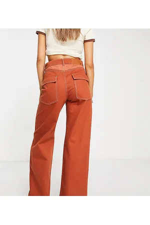 Mica High Rise Wide Leg Jeans for Women in Rustic Orange