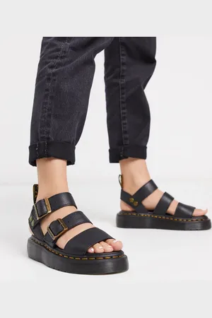 Dr. Martens Gryphon Quad leather chunky sandals with gold hardware in