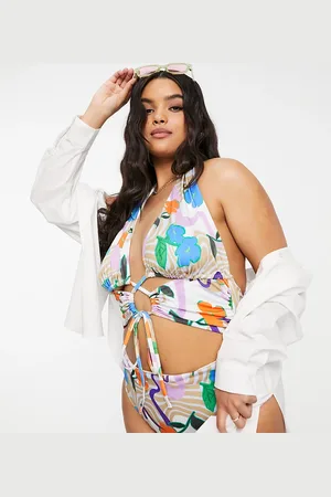 ASOS Curve lace swimsuit in floral swirl print