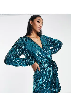 In The Style Exclusive sequin wrap detail belted playsuit in