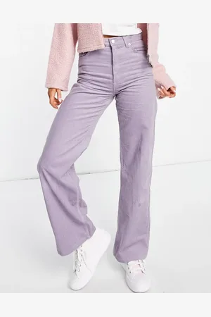 Monki Yoko cord wide leg trousers in dusty lilac