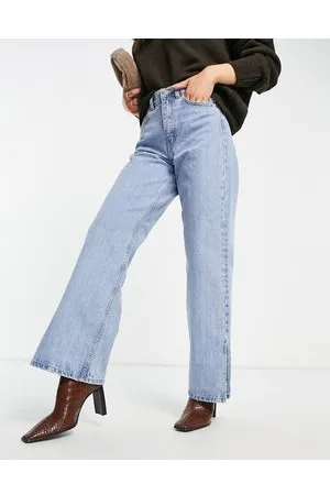 Dr Denim Echo sky high wide leg jeans with side slit in light retro