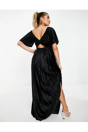 ASOS Twist back pleated empire waist velvet maxi dress in
