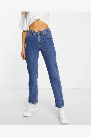 NA-KD V-shaped waist straight denim jeans in mid