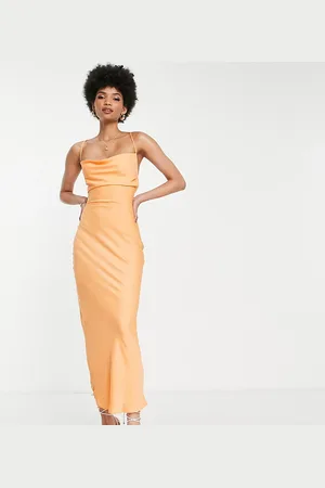 In The Style Exclusive satin cowl neck midi dress in