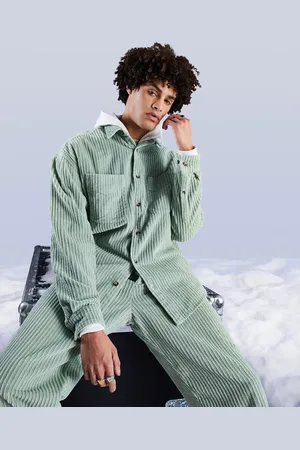 ASOS Co-ord oversized irregular cord shirt in mint