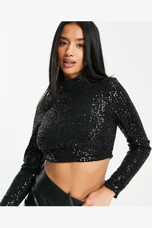 In The Style Exclusive sequin high neck top in