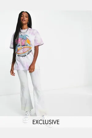 Reclaimed Inspired flares in washed pastel tie dye co-ord