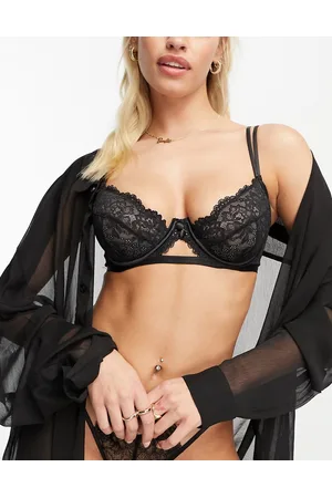 Figleaves Pulse Fuller Bust Eyelash Lace Cut-out Quarter Cup Body In Black