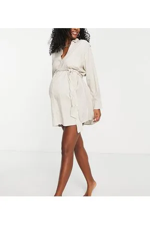 ASOS Maternity belted shirt beach dress in natural