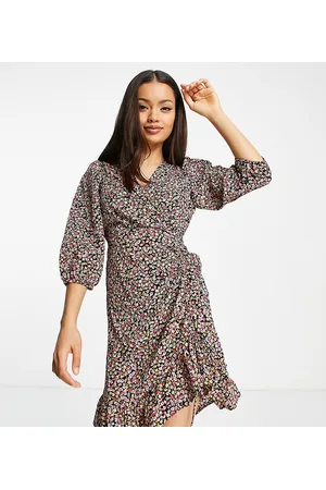 VERO MODA V-neck ruched mini dress in mixed floral