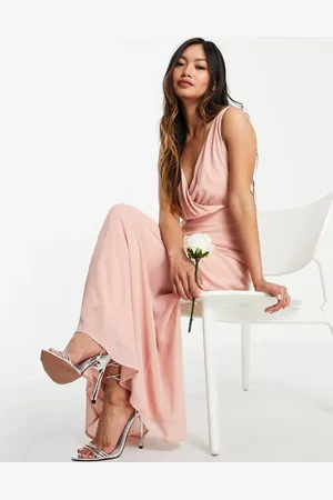 VILA Bridesmaid wrap front midi dress with tie detail in