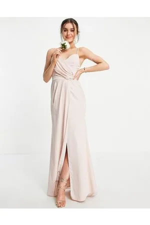 ASOS Bridesmaid drape cami maxi dress with wrap waist in blush