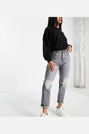 Dr Denim Nora high rise mom jeans with rips in washed