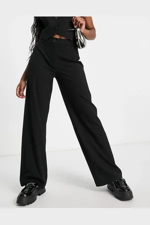Bershka Wide leg slouchy dad tailored trousers in