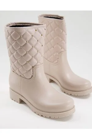 YUHAOTIN rain boots women waterproof ankle wellies women size 8 wide women  wellington boots wellington boots women wide calf rain boots for size 4  rubber boots for women Black 4: : Fashion