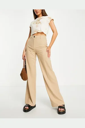 Bershka Wide leg slouchy dad tailored trousers in camel