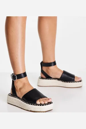 ASOS DESIGN Jinny espadrille with oval buckle in black