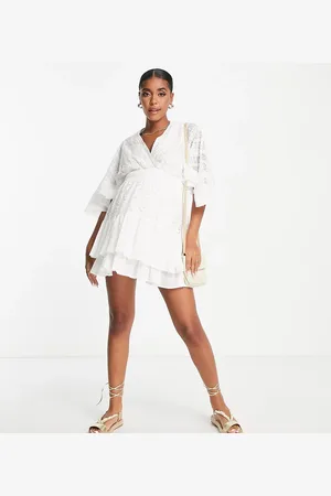 River Island Lace smock mini beach dress in