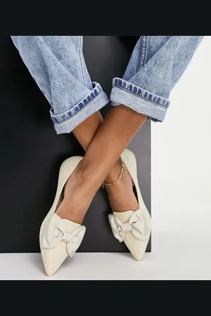 ASOS Lake bow pointed ballet flats in natural raffia
