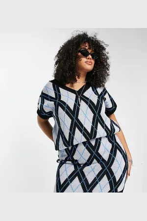 ASOS ASOS DESIGN Curve co-ord knitted skirt in jacquard check