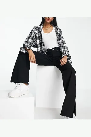 Dr Denim Dr Denim Tall Echo sky high wide leg jeans with shoe slit in