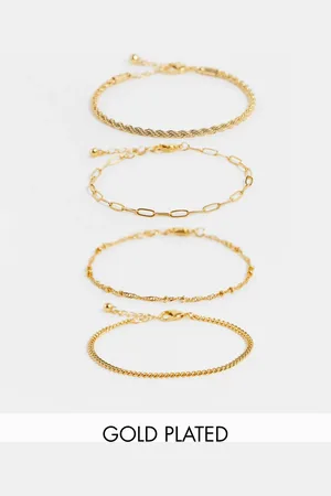 ASOS 14k plated pack of 4 fine chain bracelets