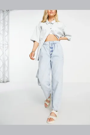 River Island High rise tapered jean in light
