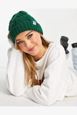 ASOS Cable knit beanie with turn up in forest