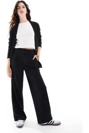 JDY Button detail wide leg dad trousers in
