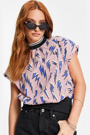 Fred Perry X Amy Winehouse lightning bolt print top in multi