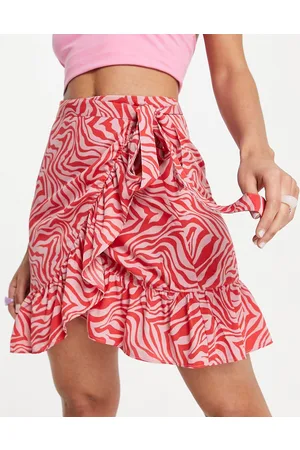 Pink Ruched Detailing Midi Skirt